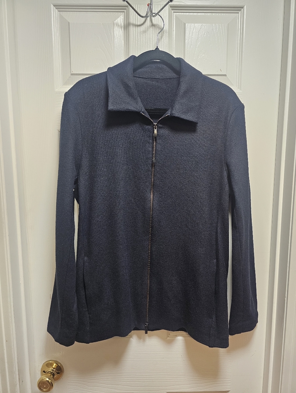 ZARA Men’s Navy Wool Blend Sweater Full Zip Long Sleeve Regular Fit Size S